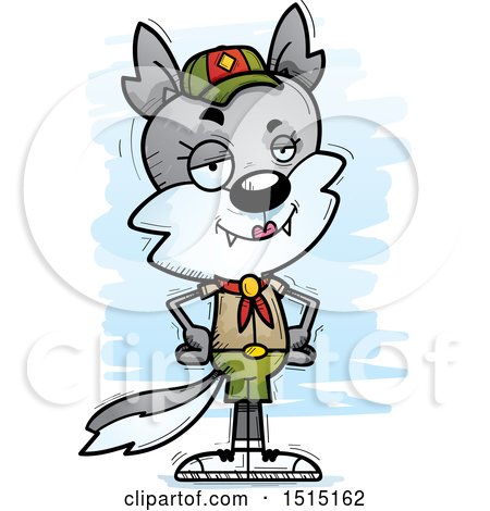 Clipart of a Confident Female Wolf Scout - Royalty Free Vector Illustration by Cory Thoman