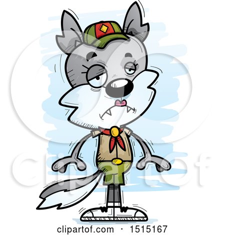 Clipart of a Sad Female Wolf Scout - Royalty Free Vector Illustration by Cory Thoman