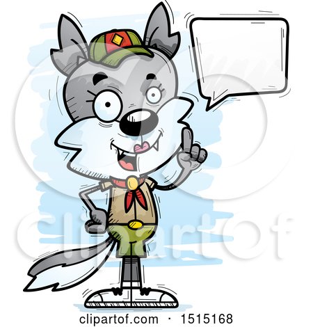 Clipart of a Talking Female Wolf Scout - Royalty Free Vector Illustration by Cory Thoman