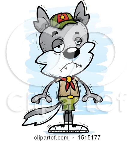 Clipart of a Sad Male Wolf Scout - Royalty Free Vector Illustration by Cory Thoman