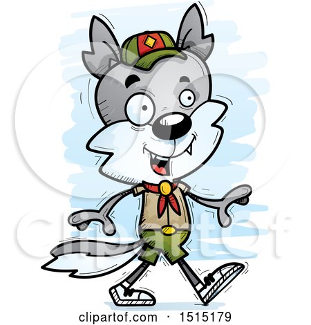 Clipart of a Walking Male Wolf Scout - Royalty Free Vector Illustration by Cory Thoman