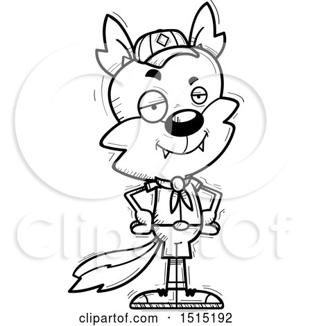 Clipart of a Black and White Confident Male Wolf Scout - Royalty Free Vector Illustration by Cory Thoman