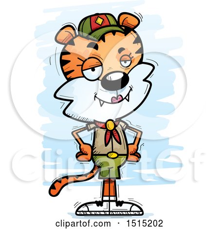 Clipart of a Confident Female Tiger Scout - Royalty Free Vector Illustration by Cory Thoman