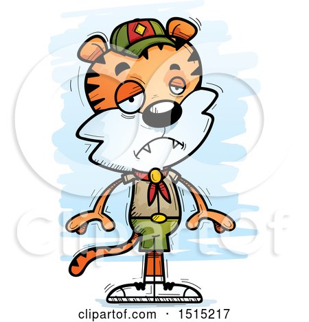 Clipart of a Sad Male Tiger Scout - Royalty Free Vector Illustration by Cory Thoman