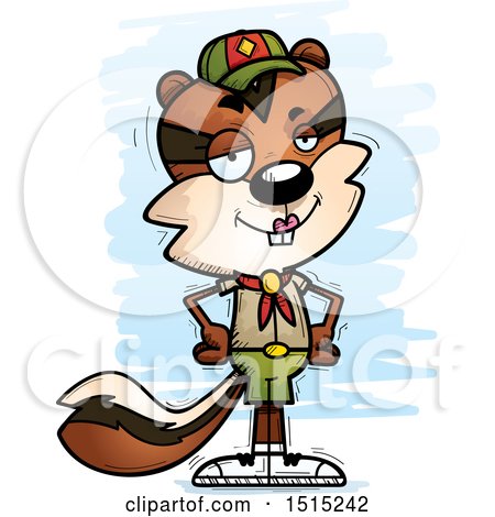 Clipart of a Confident Female Chipmunk Scout - Royalty Free Vector Illustration by Cory Thoman