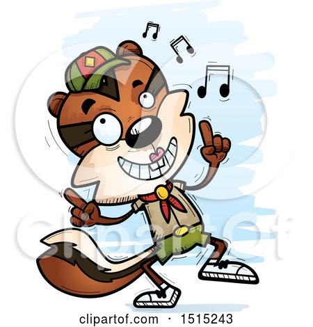 Clipart of a Happy Dancing Female Chipmunk Scout - Royalty Free Vector Illustration by Cory Thoman
