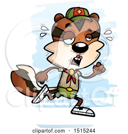 Clipart of a Tired Running Female Chipmunk Scout - Royalty Free Vector Illustration by Cory Thoman