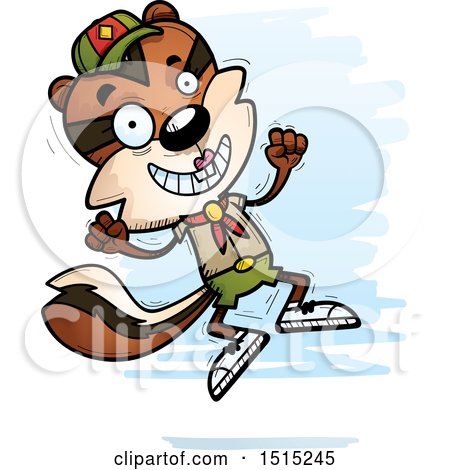 Clipart of a Jumping Female Chipmunk Scout - Royalty Free Vector Illustration by Cory Thoman