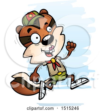 Clipart of a Running Female Chipmunk Scout - Royalty Free Vector Illustration by Cory Thoman