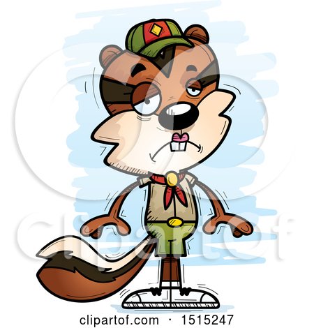 Clipart of a Sad Female Chipmunk Scout - Royalty Free Vector Illustration by Cory Thoman