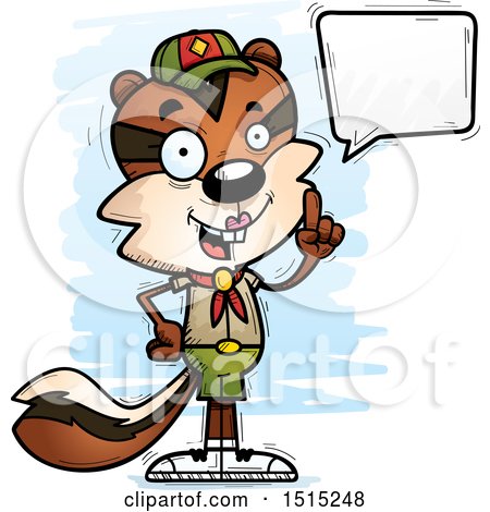 Clipart of a Talking Female Chipmunk Scout - Royalty Free Vector Illustration by Cory Thoman