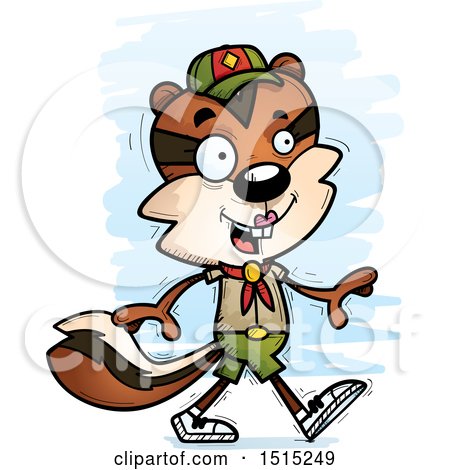 Clipart of a Walking Female Chipmunk Scout - Royalty Free Vector Illustration by Cory Thoman