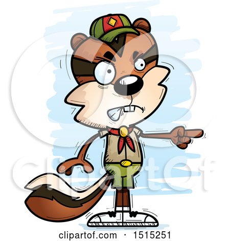 Clipart of a Mad Pointing Male Chipmunk Scout - Royalty Free Vector Illustration by Cory Thoman