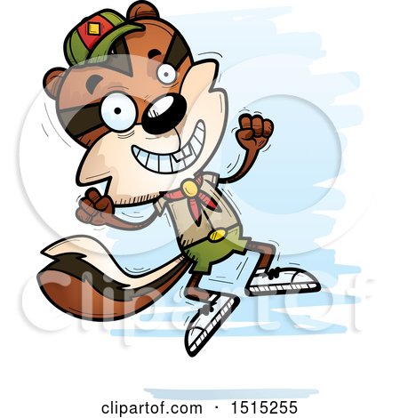 Clipart of a Jumping Male Chipmunk Scout - Royalty Free Vector Illustration by Cory Thoman
