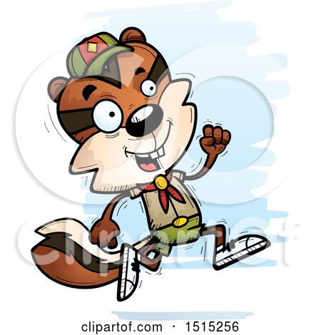 Clipart of a Running Male Chipmunk Scout - Royalty Free Vector Illustration by Cory Thoman