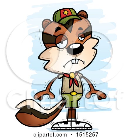 Clipart of a Sad Male Chipmunk Scout - Royalty Free Vector Illustration by Cory Thoman
