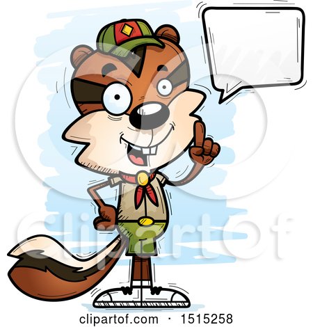 Clipart of a Talking Male Chipmunk Scout - Royalty Free Vector Illustration by Cory Thoman