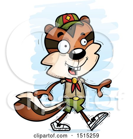 Clipart of a Walking Male Chipmunk Scout - Royalty Free Vector Illustration by Cory Thoman