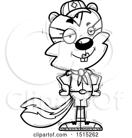 Clipart of a Black and White Confident Female Chipmunk Scout - Royalty Free Vector Illustration by Cory Thoman