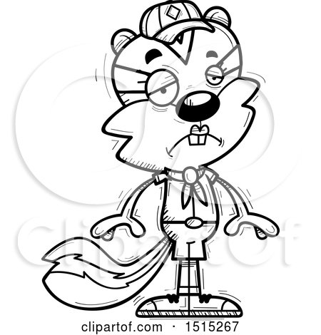 Clipart of a Black and White Sad Female Chipmunk Scout - Royalty Free Vector Illustration by Cory Thoman