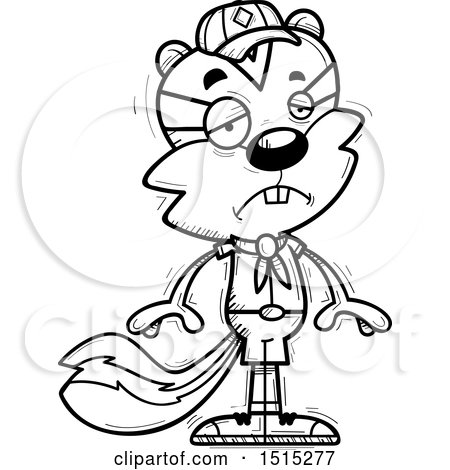 Clipart of a Black and White Sad Male Chipmunk Scout - Royalty Free Vector Illustration by Cory Thoman