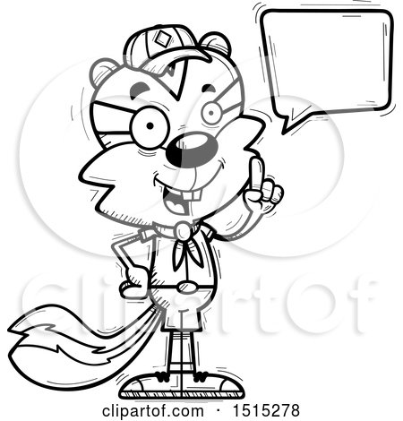Clipart of a Black and White Talking Male Chipmunk Scout - Royalty Free Vector Illustration by Cory Thoman