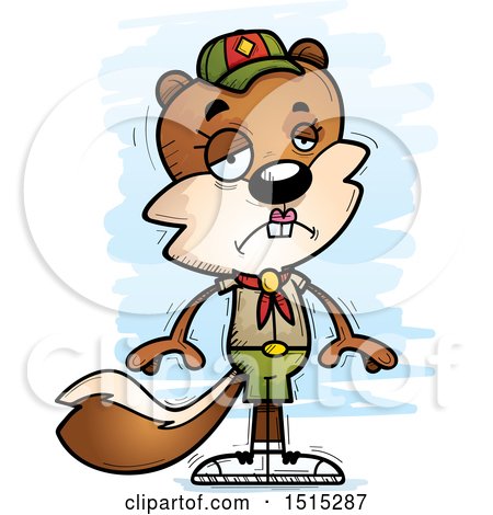 Clipart of a Sad Female Squirrel Scout - Royalty Free Vector Illustration by Cory Thoman