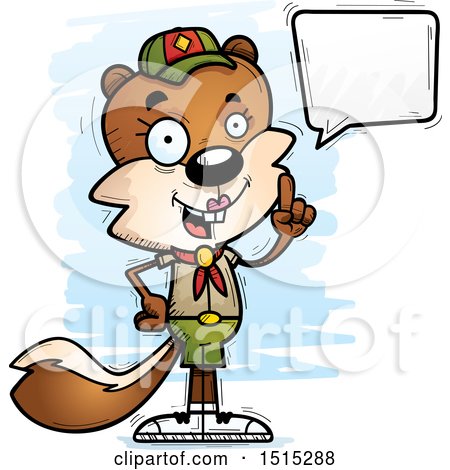 Clipart of a Talking Female Squirrel Scout - Royalty Free Vector Illustration by Cory Thoman