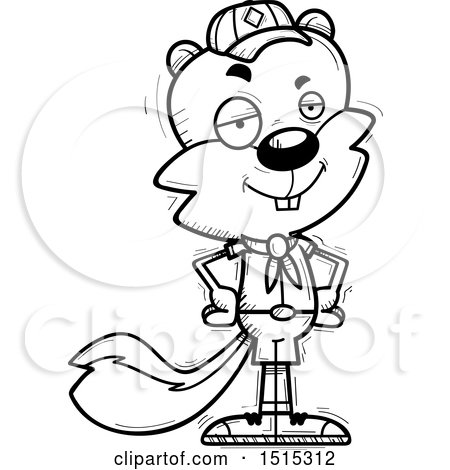 Clipart of a Black and White Confident Male Squirrel Scout - Royalty Free Vector Illustration by Cory Thoman