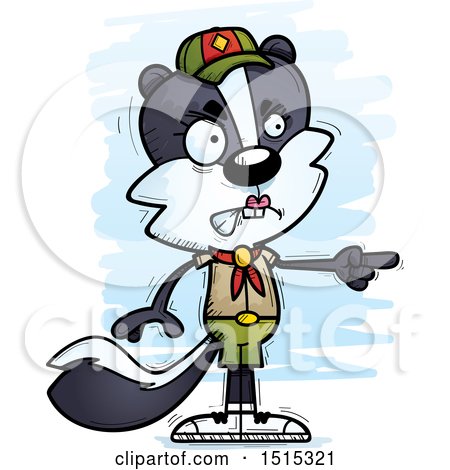 Clipart of a Mad Pointing Female Skunk Scout - Royalty Free Vector Illustration by Cory Thoman