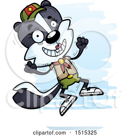 Clipart of a Jumping Female Skunk Scout - Royalty Free Vector Illustration by Cory Thoman