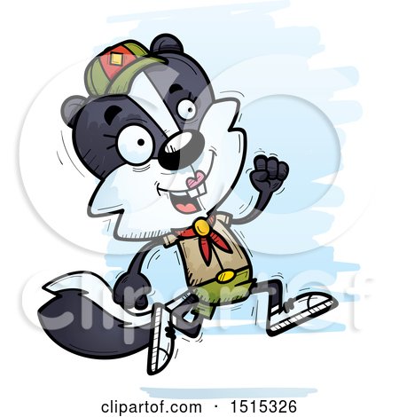Clipart of a Running Female Skunk Scout - Royalty Free Vector Illustration by Cory Thoman