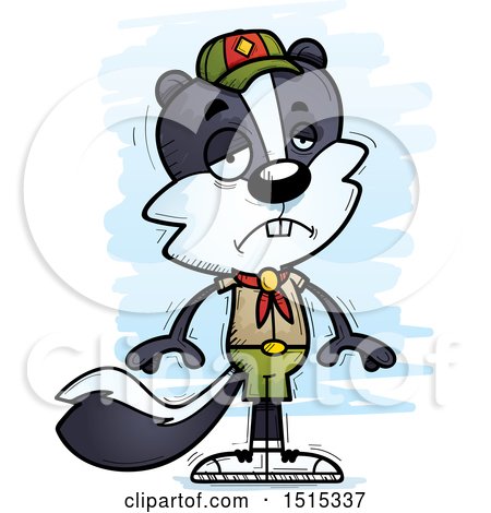 Clipart of a Sad Male Skunk Scout - Royalty Free Vector Illustration by Cory Thoman
