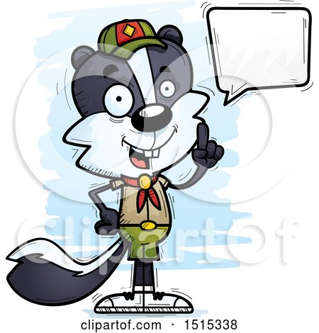 Clipart of a Talking Male Skunk Scout - Royalty Free Vector Illustration by Cory Thoman