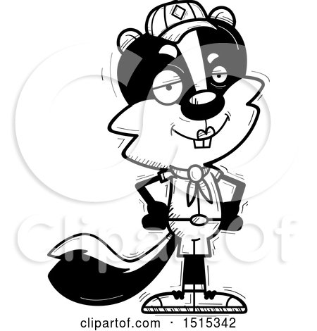 Clipart of a Black and White Confident Female Skunk Scout - Royalty Free Vector Illustration by Cory Thoman