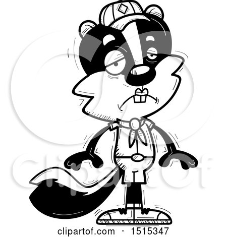 Clipart of a Black and White Sad Female Skunk Scout - Royalty Free Vector Illustration by Cory Thoman