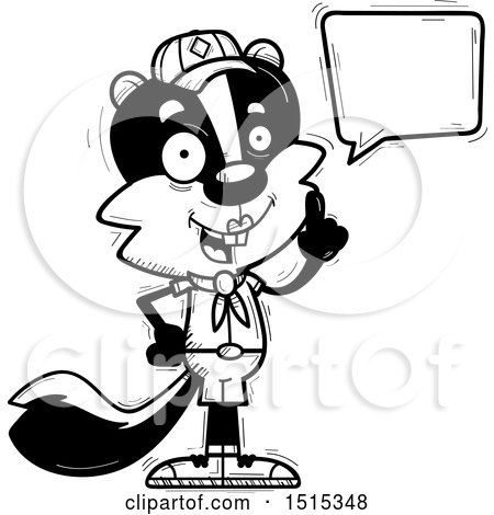 Clipart of a Black and White Talking Female Skunk Scout - Royalty Free Vector Illustration by Cory Thoman