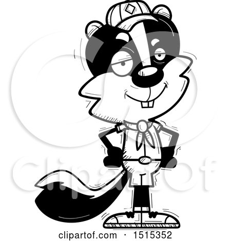 Clipart of a Black and White Confident Male Skunk Scout - Royalty Free Vector Illustration by Cory Thoman