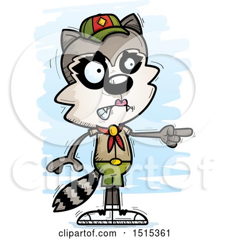 Clipart of a Mad Pointing Female Raccoon Scout - Royalty Free Vector Illustration by Cory Thoman