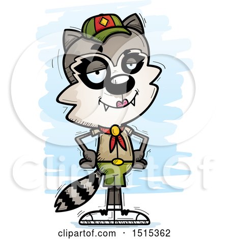 Clipart of a Confident Female Raccoon Scout - Royalty Free Vector Illustration by Cory Thoman