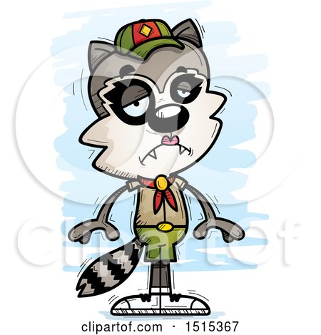 Clipart of a Sad Female Raccoon Scout - Royalty Free Vector Illustration by Cory Thoman