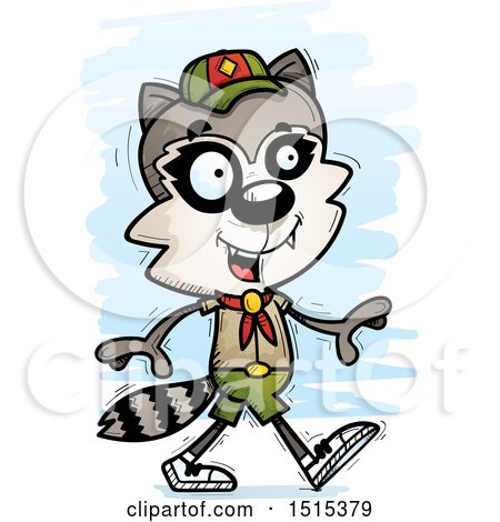 Clipart of a Walking Male Raccoon Scout - Royalty Free Vector Illustration by Cory Thoman