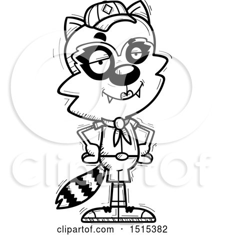 Clipart of a Black and White Confident Female Raccoon Scout - Royalty Free Vector Illustration by Cory Thoman