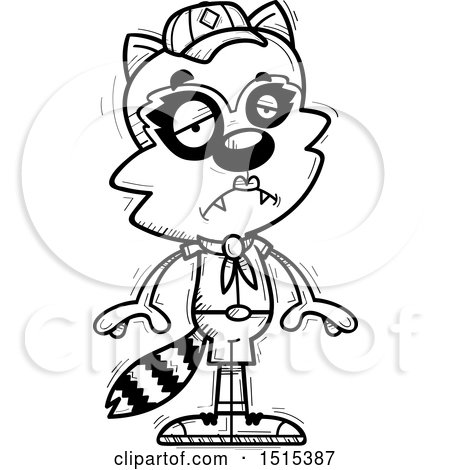 Clipart of a Black and White Sad Female Raccoon Scout - Royalty Free Vector Illustration by Cory Thoman