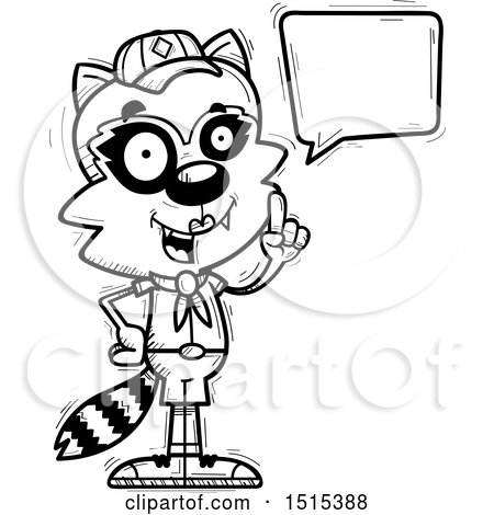 Clipart of a Black and White Talking Female Raccoon Scout - Royalty Free Vector Illustration by Cory Thoman