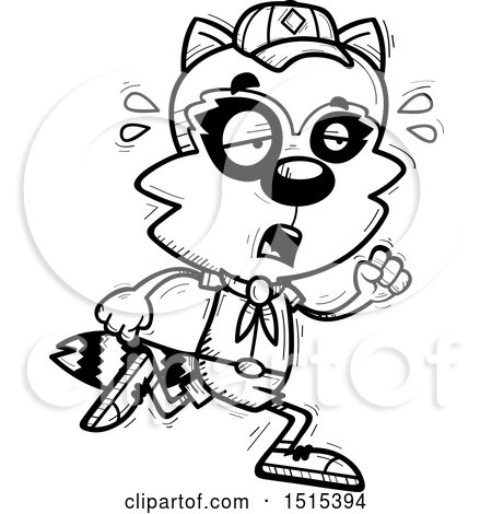 Clipart of a Black and White Tired Running Male Raccoon Scout - Royalty Free Vector Illustration by Cory Thoman