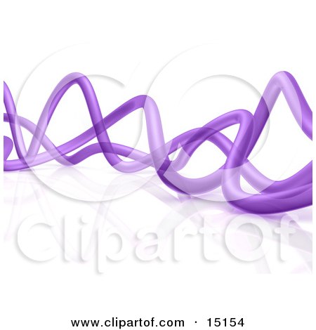 Wavy Purple Transparent Pipes Twisting Over a White Background and Reflective Surface Clipart Graphic Illustration by 3poD