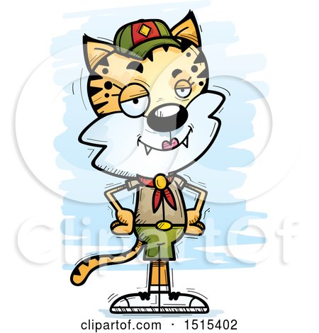 Clipart of a Confident Female Bobcat Scout - Royalty Free Vector Illustration by Cory Thoman