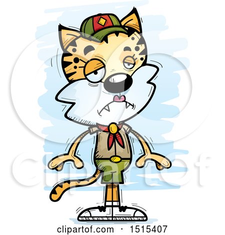 Clipart of a Sad Female Bobcat Scout - Royalty Free Vector Illustration by Cory Thoman