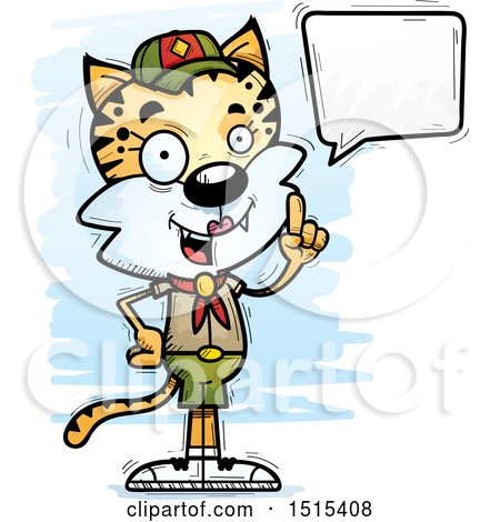 Clipart of a Talking Female Bobcat Scout - Royalty Free Vector Illustration by Cory Thoman